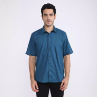 Larusso LARUSSO Kemeja Poplin Slim Fit Pria Lengan Pendek - Tosca Blue