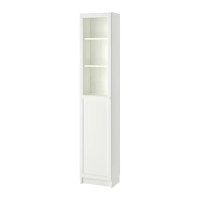 BILLY/OXBERG 書櫃附背板/玻璃門板, 白色/玻璃, 40x30x202 公分