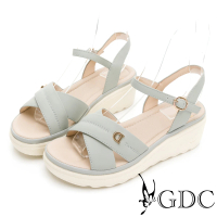 【GDC】春夏溫柔女人風前交叉設計微厚底涼鞋-灰藍(412477-29)
