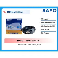 BAFO Kabel HDMI 10M 15M 20M Hitam 4K@60Hz 18Gbps untuk Kamera Komputer DVD Player HDTV Home Theater 