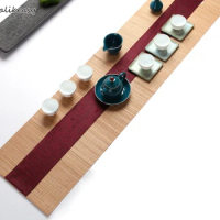 Vintage Chinese Style Bamboo Table Runner Tea Mat Tea Set Accessories Tablecloth For Wedding Dining Room Party DecorationsLFB195