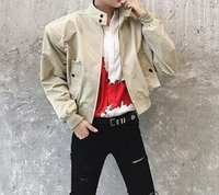 FINDSENSE Z1 韓國 時尚 潮 男 個性 立領 廓形 立體肩形 外套 夾克 2色