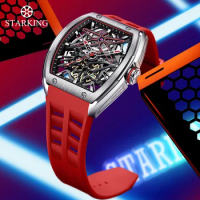 2024 Men's Watch STARKING Brand Luxury Silicone Strap Waterproof Sports Skeleton Automatic Mechanical Watch Men's Clock