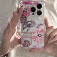 Kawaii Sanrio Hello Kitty Cartoon Phone Case for Apple 14 Pro Max Phone Case Iphone 12 Soft 13 Anti Drop 11 Cute 6/7/8Plus