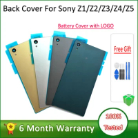 For Sony Xperia Z1 Z2 Z3 Z4 Z5 Rear Glass Back Cover Battery Door Housing Case With Logo Replacement Parts For Sony E6653 E6683