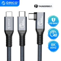 ORICO PD Cable Thunderbolt 4 5A Fast Charging 8K@60Hz 40Gbps Video Data Transfer Nylon Braided 100W