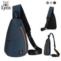 【Lynx】美國山貓防潑水尼龍布包單肩背包胸包-藍灰黑三色可選 運動休閒/多隔層機能收納