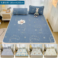 【魔小物】可水洗折疊冰絲乳膠涼蓆-雙人加大180x200cm ★附同款枕頭套-雙人加大1.8-淘氣海豚