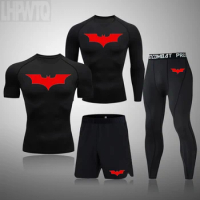 Men Compression Suit Quick Dry Mens Running Superhero Workout Gym Fitness Rashgard Tight Sets Men Exercise Training TShirt Man