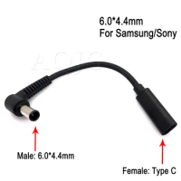 Usb C Type-C Female to DC6.0*4.4mm With Pin Male PD Charger Connector Adapter Cable for Sony Fujitsu Samsung Notebook Laptop