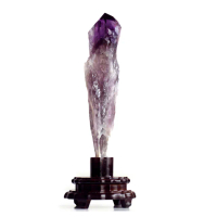 【開運方程式】紫晶權杖骨幹水晶柱一物一拍A02(紫度飽滿木座訂製工藝精緻)
