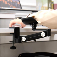鋁合金手托架電腦鍵盤鼠標墊護腕手臂支架肘托旋轉辦公桌用延長板~摩可美家
