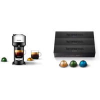 Nespresso Vertuo Next Deluxe Coffee and Espresso Machine by De'Longhi, Chrome Nespresso Capsules VertuoLine, Medium and Dark R