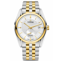【TITONI 梅花錶】空中霸王系列 AIRMASTER 時尚機械腕錶/白配金錶盤40mm(83709 SY-500)