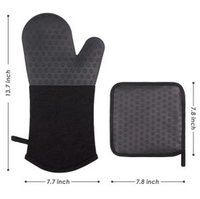 內地直送 - 矽膠手套加厚隔熱微波爐廚房烘焙烤箱手套耐高溫棉布隔熱墊鍋墊