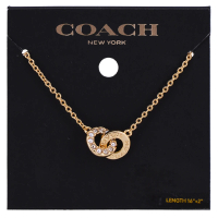 【COACH】新款 珍珠水鑽雙環項鏈套組(金)