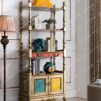 Solid Wood Bookshelf Floor Shelf Living Room European-Style Painted Wall Boycase