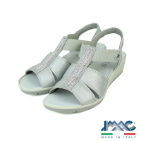 【IMAC】鬆緊帶方鑽造型休閒涼鞋 銀色(357020-SIL)