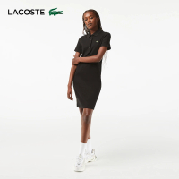 【LACOSTE】女裝-有機棉Polo領短袖洋裝(黑色)