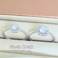Cincin simple diamond looks kotak S emas putih dan rosegold 750 kadar 17 K sz12,5-1,49gr