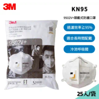 【3M】9502V+頭戴式 KN95帶閥防護口罩 X25入(環保袋裝)