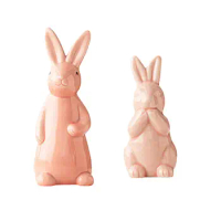 Easter Bunny Figurine Cute Ceramic Rabbit Statue Easter Decor Table Centerpiece for Office Bookshelf Living Room Home Desk