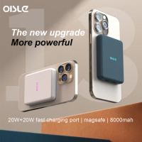 OISLE Magnetic Wireless Power Bank 8000mAh Dual PD 20W Fast Charger Slim for MagSafe Compatible with iPhone 12/13/14/15/pro/max