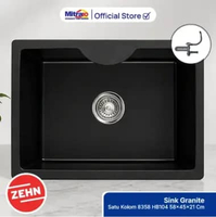 Wastafel Granite Zehn+ 1 Kolom Hitam 58x45x21cm Bak Cuci Piring 8358 HB104 - Single Sink Black [INCL