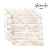 5-sheets 3D Tiles Waterproof Marble Vinyl Wallpaper Kitchen Backsplash Peel and Stick Wall Sticker for Home Wall Renoation