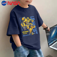 NASA เด็กผู้ชาย ผ้าฝ้าย พิมพ์ลาย Bumblebee เสื้อผ้าเด็ก ฤดูร้อนใหม่ เด็ก แขนสั้น เด็กกลางและใหญ่ เสื
