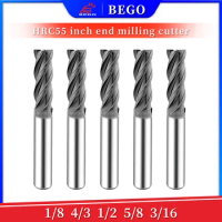 BEGO TOOL Brand Inch End Mill HRC55 Carbide Square End Mill Micro Grain Carbide 4 Flute End Mill For Alloy Steels/Hardened Steel