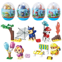 4PCS/SET Genuine Paw Patrol Building Block Action Figure Egg Blocks Toy CHASE Marshall Skye Rubble Anime Toys Children Gift