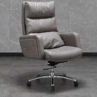 Leather boss chair cowhide chair office can be lifted by lying swivel chair.