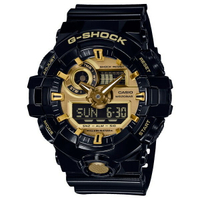 CASIO 卡西歐G-SHOCK系列 雙顯電子錶 黑金 GA-710GB-1A 暢銷錶款