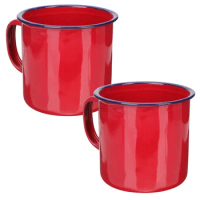 2 Pcs Coffee Vintage Enamel Mug Office Ceramic Travel Tin Mugs for Camping Tea Drinking Cup