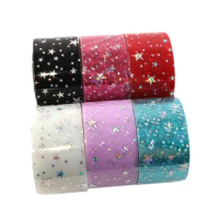 New 38mm 5Yards/lot Transparent Star Glitter Jelly Leather Ribbon (Discontinuous)for Making Hair Bows Bow-knot Shoes DIY,5Yc7572