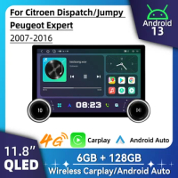 Car Multimedia Radio for Citroen Dispatch Peugeot Expert 2007-2016 11.8 Inch 2K QLED Carplay Autoradio Android Stereo Head Unit