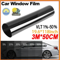 50cm X 3m VLT Car Window Film Sun Shade DIY Magic Tinted Films for Car UV Protector Foils Sticker Block Sun shade Reusable Black