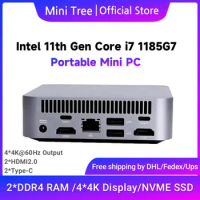 Cheap Pocket Mini PC Computer 11Th Gen Intel i7 1185G7 DDR4 NVME Dual Wifi 6 Windows10 Office Gaming Desktop PC 4K HDMI Type-C