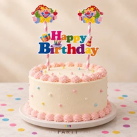 Pink Clown Cake Flags - Cake Topper Karakter Pink Clown - Pink Clown Birthday Topper