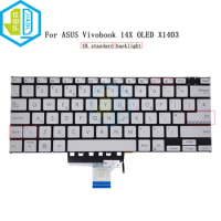 Germany UK Light Backlight Keyboard For ASUS Vivobook 14X OLED X1403 X1403ZA X1403ZA-0171S Keyboards Silver Keycaps 9Z.NKGBN.80U