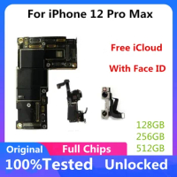For iPhone 12 Pro MAX Motherboard with Face ID Original Unlocked 128GB 256GB 512GB Logic board Support OS Update Full Working