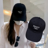 New Freenbecky Same Letter Hat Embroidered Cotton Pure Black Baseball Cap Breathable Sun Visor Hat Sun Protection