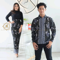 COUPLE KEMEJA BATIK DAN ROK PELISKET / COUPLE MOTIF MEGA MENDUNG SILVER / COUPLE LAMARAN / COUPLE PE