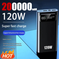 200000mAH Power Bank Super Fast Charging 120W Battery High Capacity Digital Display Power Bank For Iphone 15 14 Samsung Xiaomi