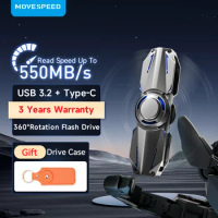 MOVESPEED 1TB USB 3.2 Type C Flash Drive 550MB/s 512GB 256GB 128GB 360° Rotation Funny Pendrive for Phones Macbook Laptop PC