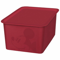小禮堂 迪士尼 米奇 日製 方形塑膠拿蓋收納箱 玩具箱 衣物箱 4L (S 紅 大臉)
