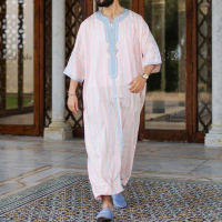 Muslim fesyen lelaki Jubba Thobes arab Pakistan Dubai Kaftan Abaya jubah pakaian islam arab Saudi hitam panjang blaus pakaian