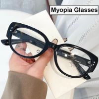 Fashion Cat Eye Frame Myopia Glasses Unisex Ladies Near Sight Eyeglasses Anti-blue Light Optical Prescription Minus Eyewear