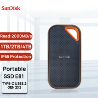 SanDisk PSSD E30 E61 E81 Extreme PRO 4TB 2TB 1TB 480GB USB 3.2 Gen2*2 Type-A/C Portable External Solid State Drive NVME for PC